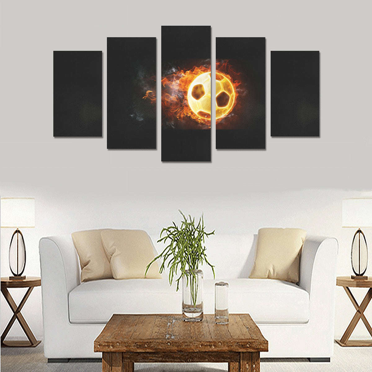 Flame Soccer Bal - Canvas Print Sets A (No Frame) - Soccer Empire