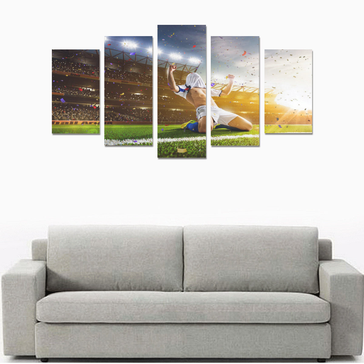 Excited Stadium Football Player - Canvas Print Sets A (No Frame) - Soccer Empire