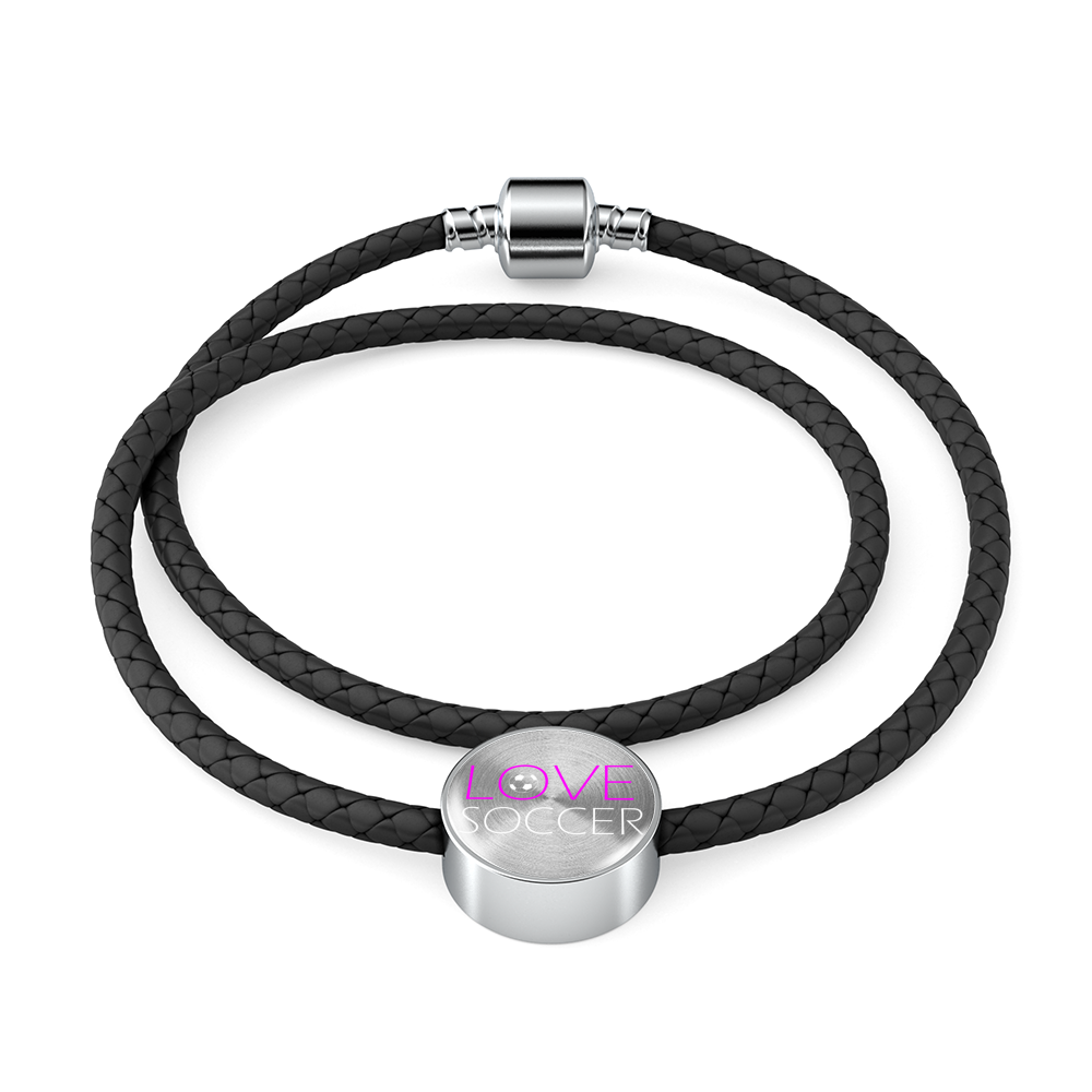 Love Soccer - Woven Leather Bracelet & Charm - Soccer Empire